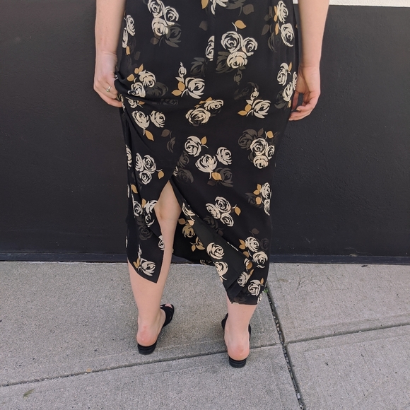 Laura Ashley 90s black silk floral maxi dress - Picture 2 of 5